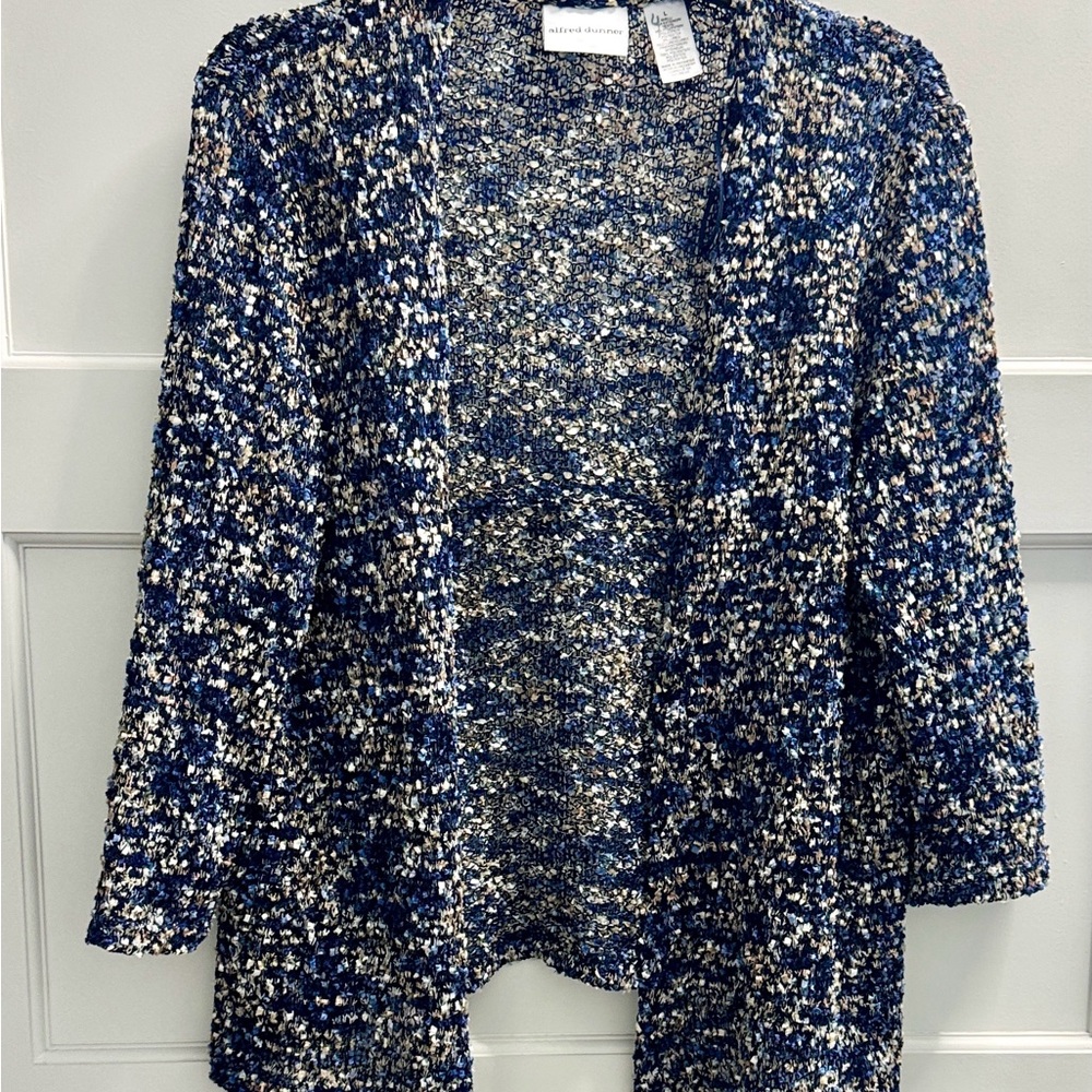 Alfred Dunner Navy and Cream Cardigan